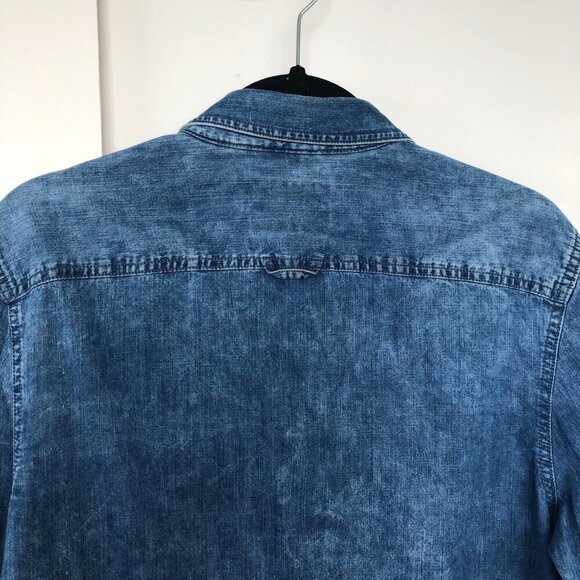 ANGELO LITRICO Mens Blue Denim Shirt Slim Fit Button Down 100% cotton US S 37-38 - Picture 7 of 16